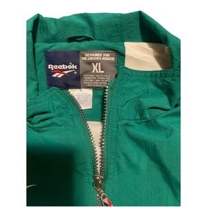 Vtg 90s REEBOK Vector Tracksuit Set XL Green White Windbreaker Jacket Pants